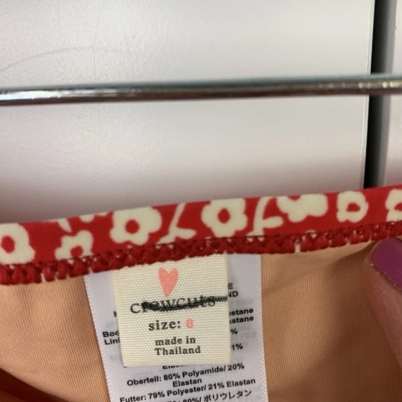 NWT J Crew Crewcuts Girls' Swimsuit Bottom UPF 50+ Size 8 Red Cream Floral - Picture 2 of 4